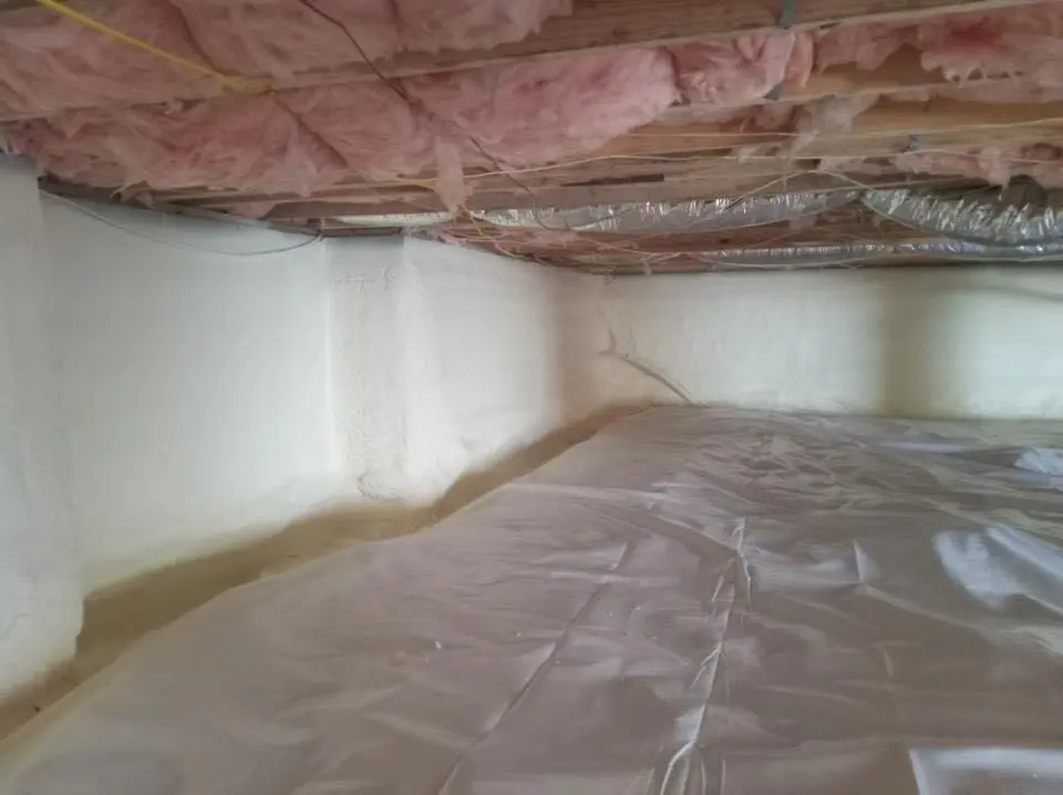 Crawl space encapsulation with closed-cell spray foam for Flat Roof Repair in Moore